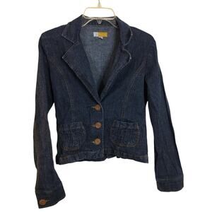 4584)Tulle Three Button Fitted  Denim Jacket Medium
